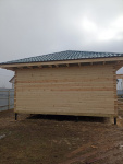 Баня из бруса 6х6 с крыльцом, вальмовая крыша (МО, г. Волоколамск, с. Осташево)